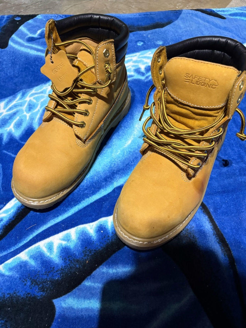 Men's Tan Work Boots - Padded Collar, Lace-Up 9.5